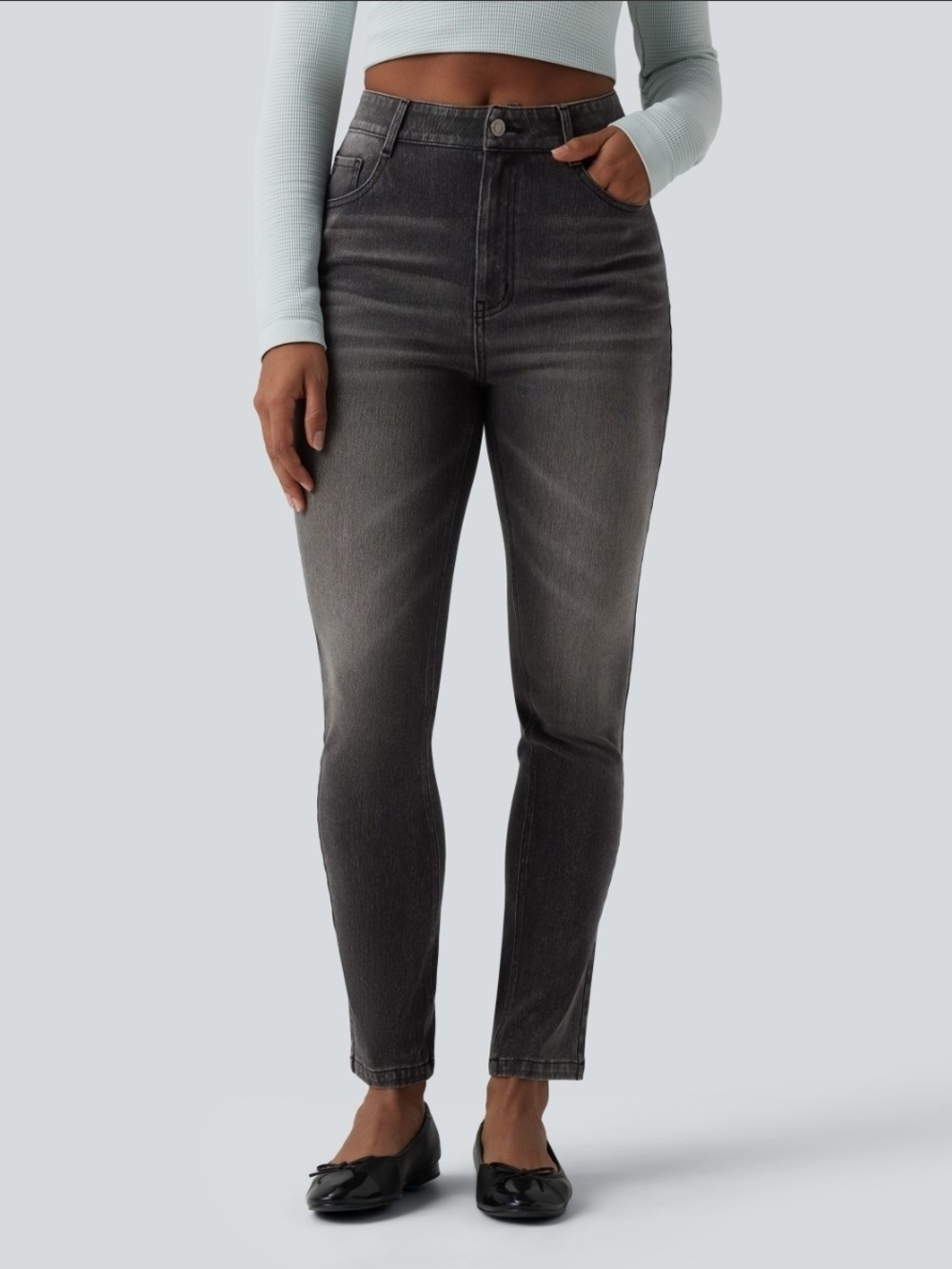 Halara Flex™ High Waisted Slim Washed Casual Jeans with Pockets